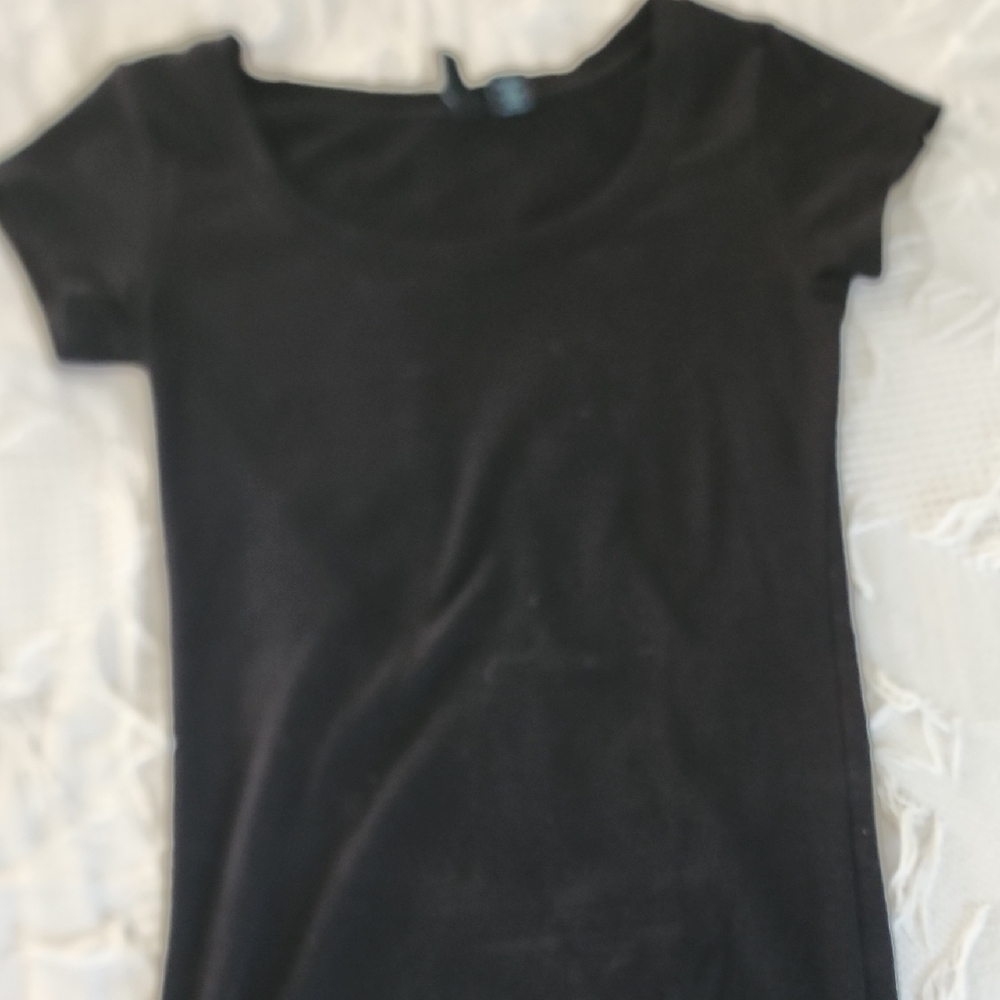 Cynthia Rowley Black Fitted Short Sleeve T-Shirt